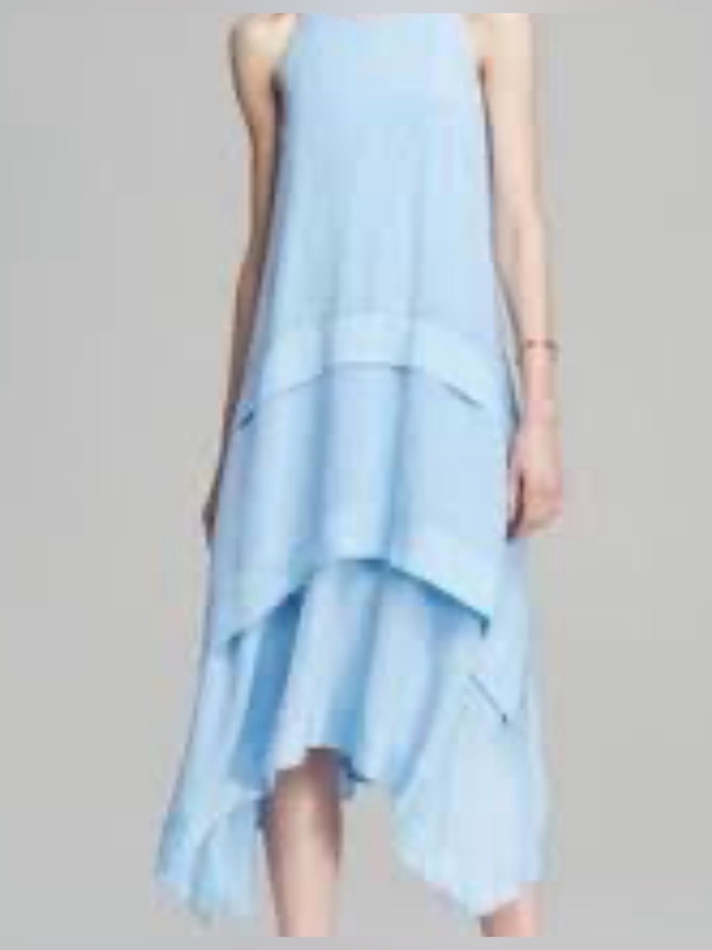 Elizabeth and James Powder Blue Layered High-Low Dress. Size 4